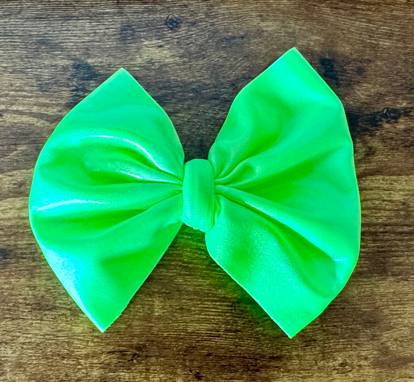 Neon Green Shimmer Big Bow