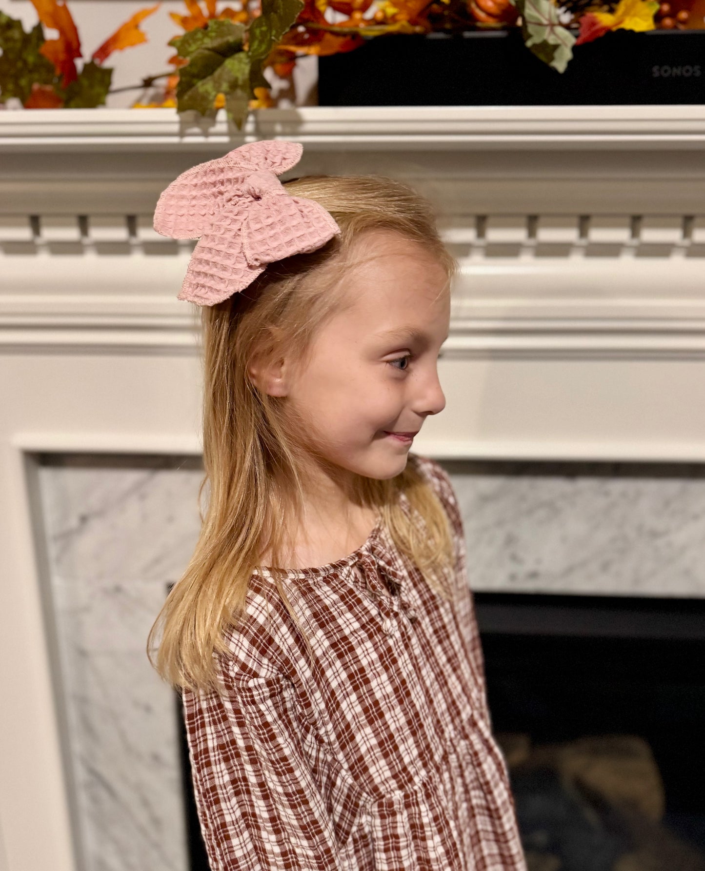 Pink Waffle Sailor Bow