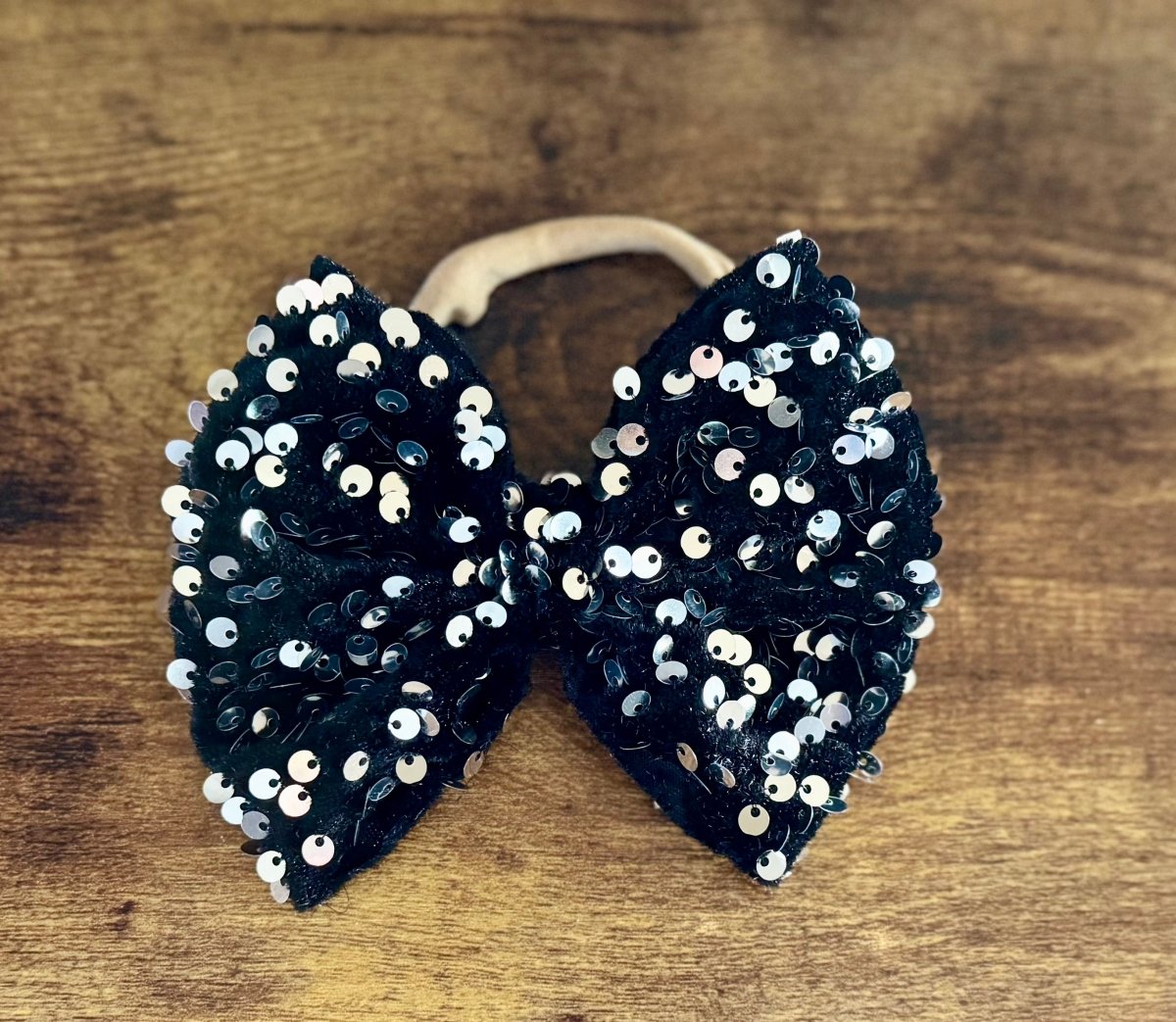 Black & Silver Sequin Velvet Big Bow - EmZo BowsBig Bow