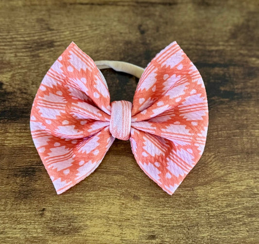 Coral Aztec Big Bow - EmZo BowsBig Bow