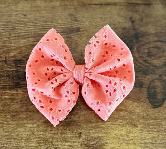 Coral Eyelet Big Bow - EmZo BowsBig Bow