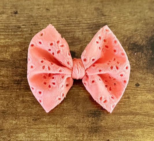 Coral Eyelet Bow - EmZo Bowsbow