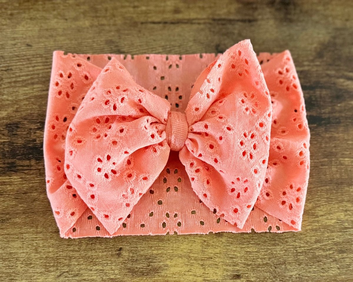 Coral Eyelet Head Wrap - EmZo BowsHead wrap