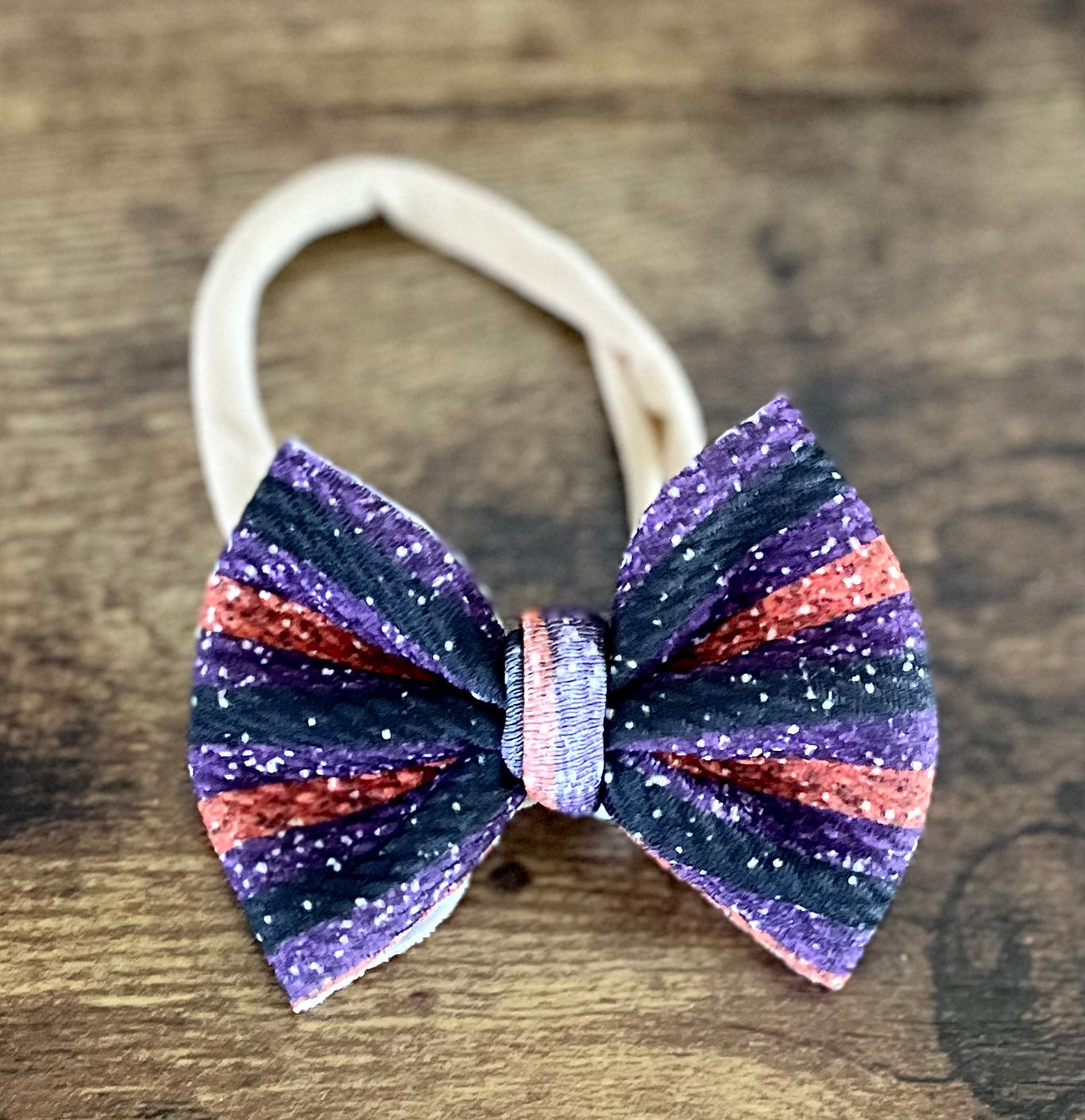 Halloween Stripes Newborn Bow