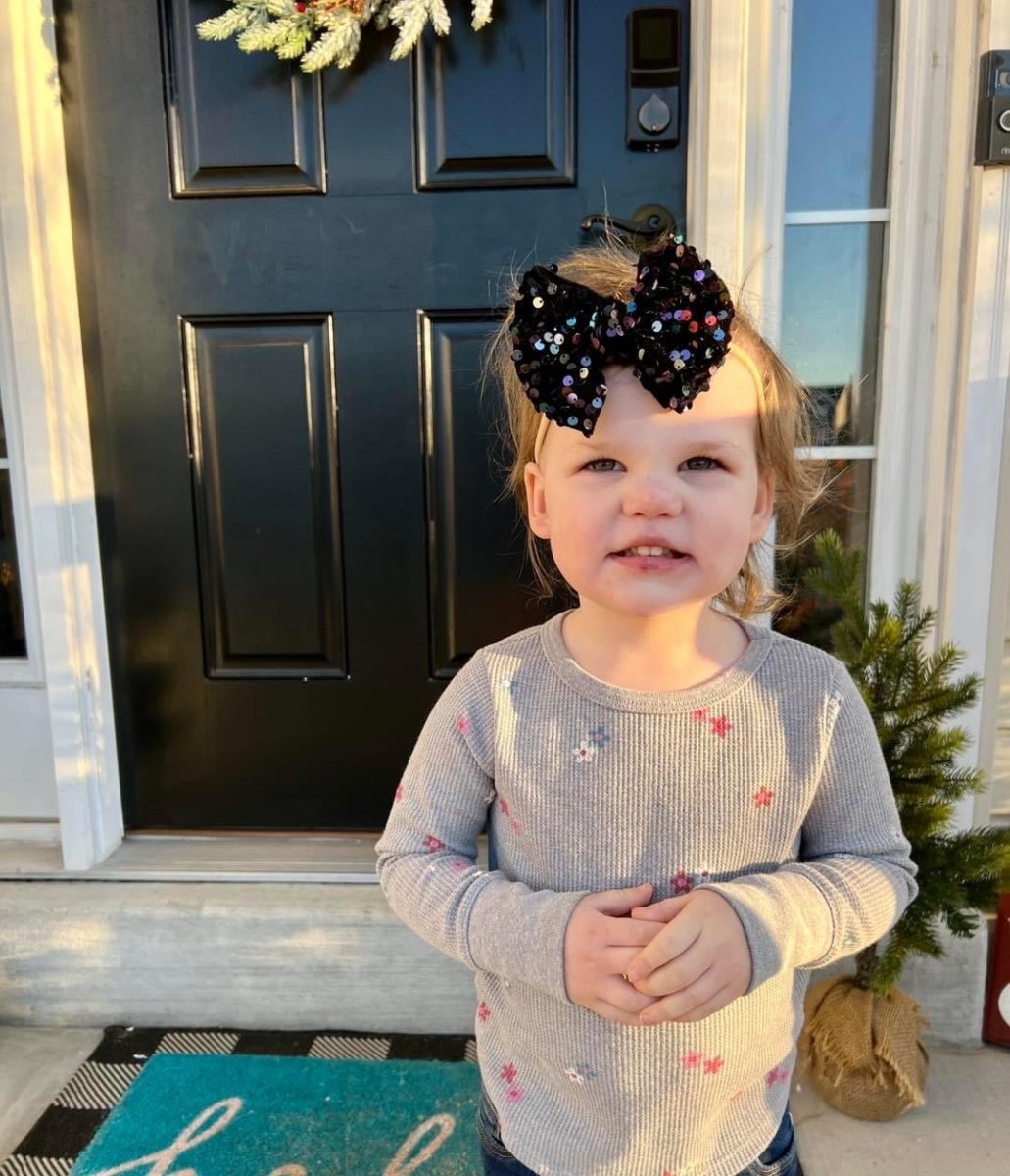 Black Sequin Velvet Bow - EmZo Bowsbow
