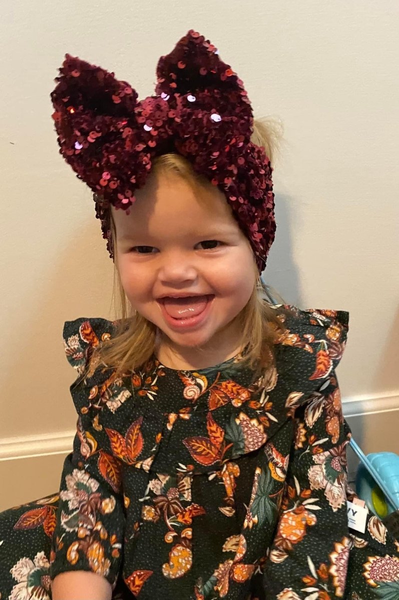 Burgundy Sequin Velvet Head Wrap - EmZo BowsHead wrap