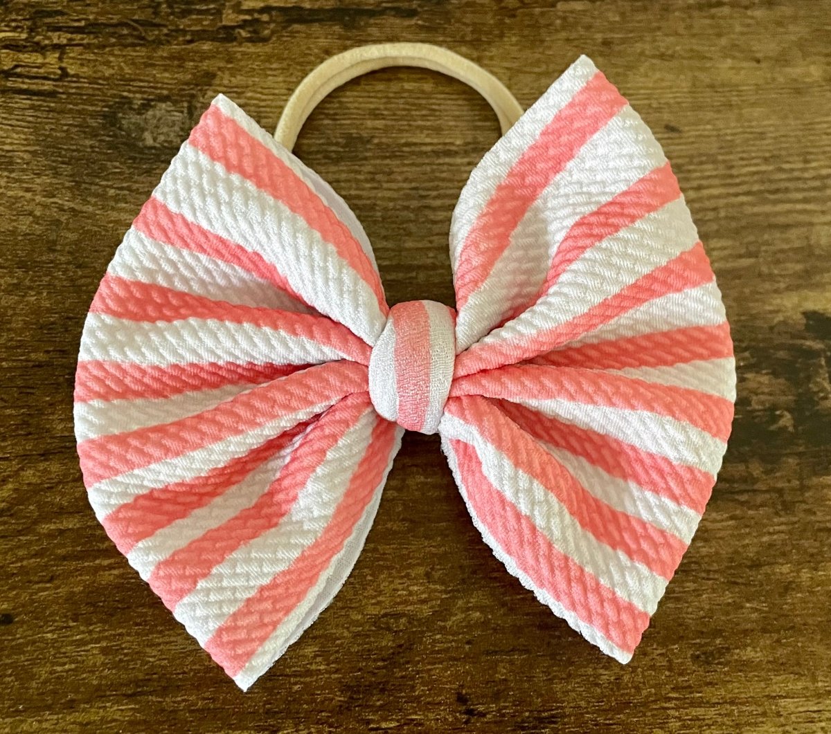 Coral Stripes Big Bow - EmZo BowsBig Bow