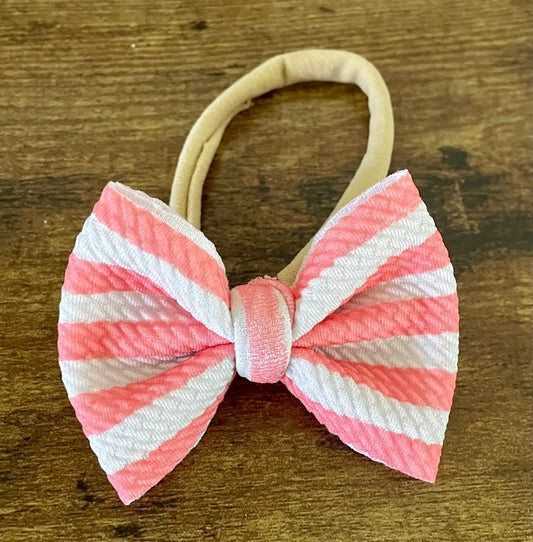 Coral Stripes Newborn Bow - EmZo Bowsnewborn bow