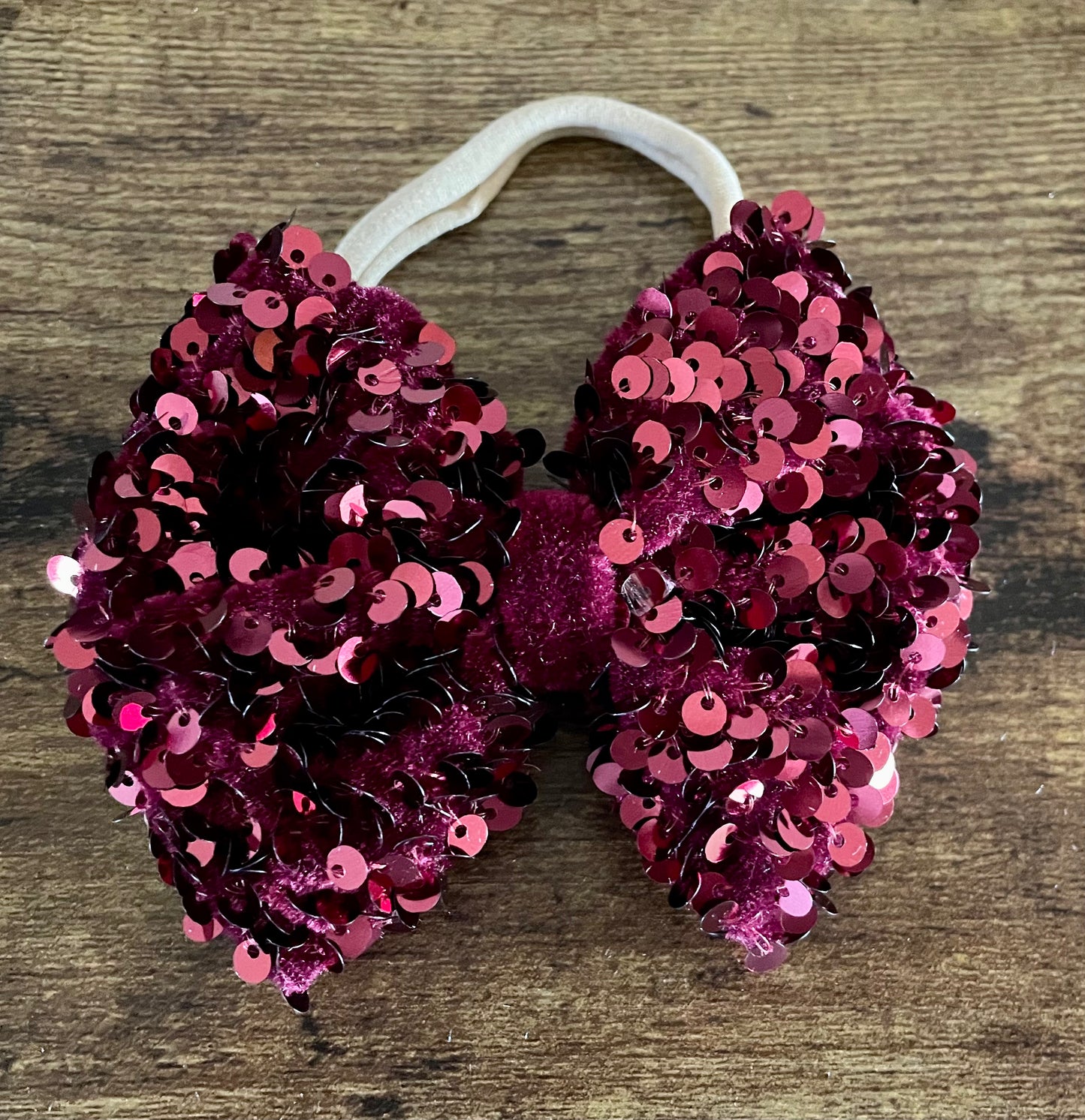 Burgundy Sequin Velvet Bow