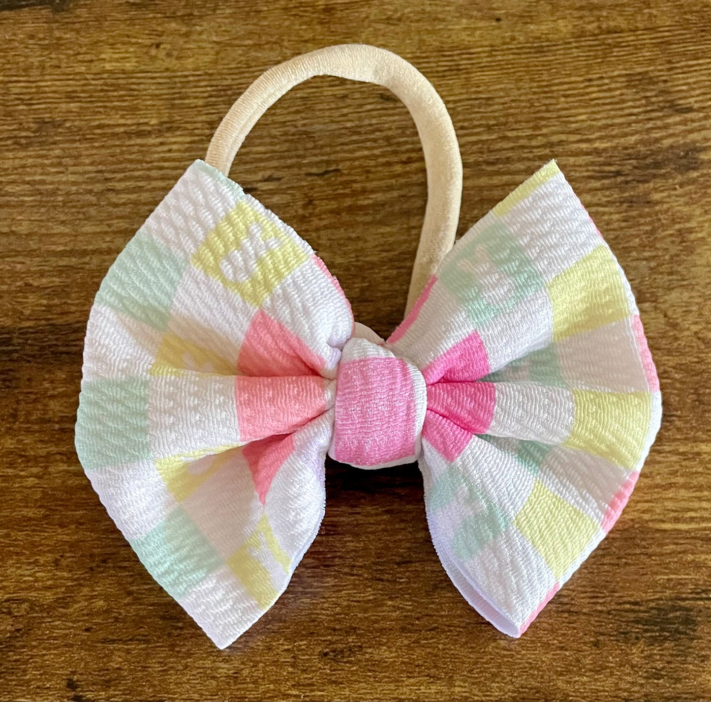 Checkered Bunny Bow
