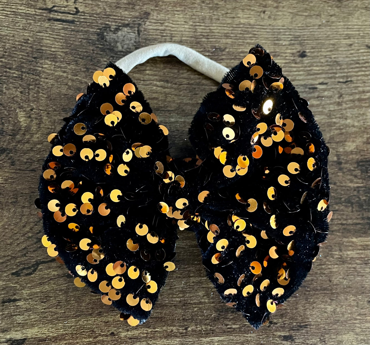 Gold Sequin Velvet Big Bow