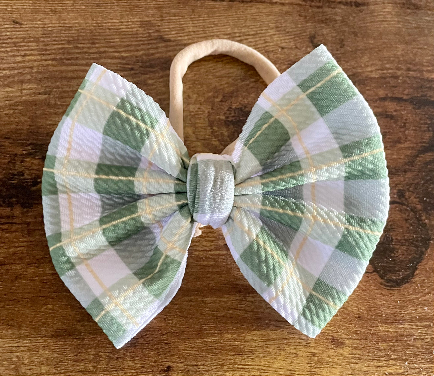 Green Plaid Big Bow