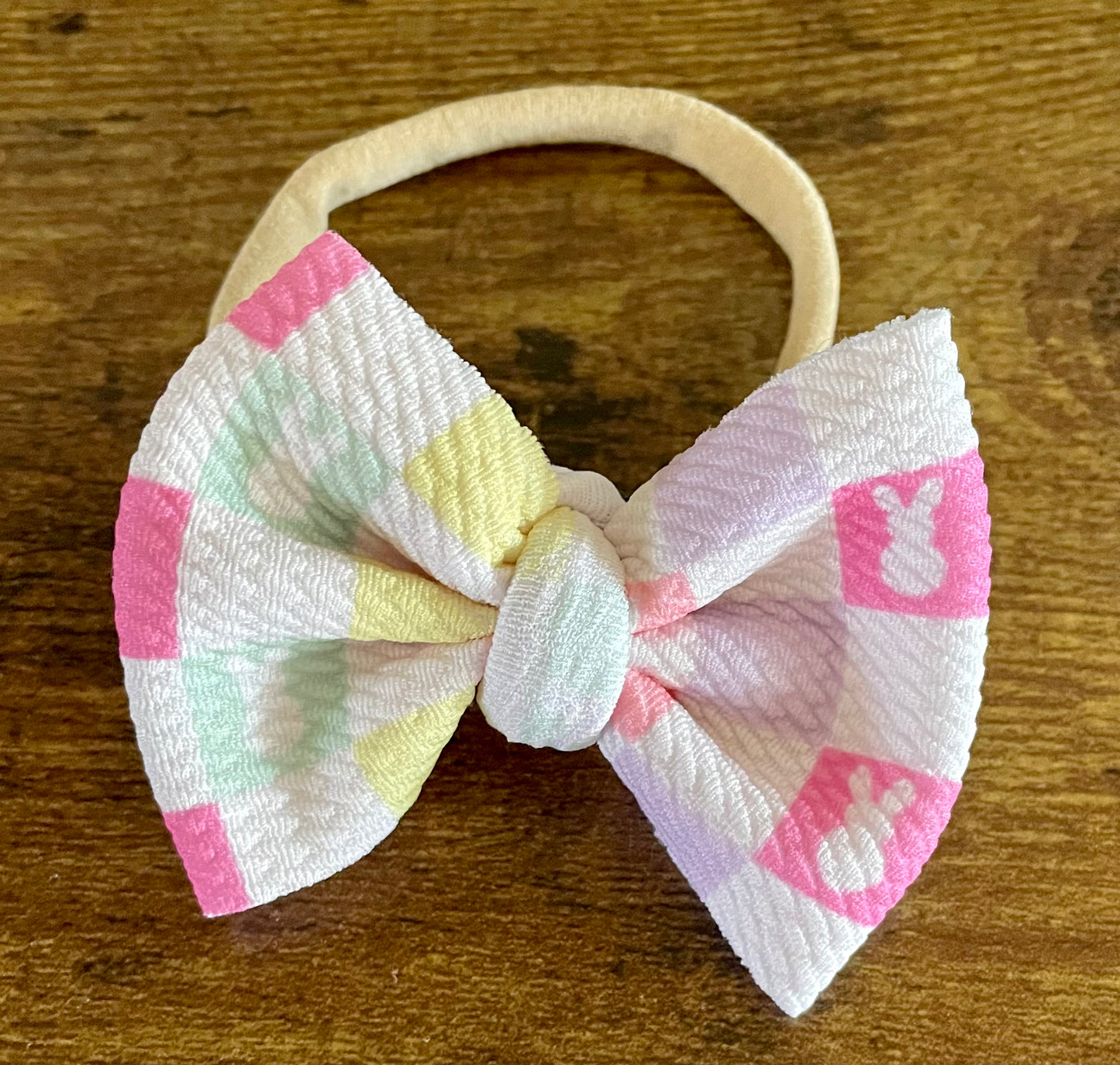 Checkered Bunny Newborn Bow