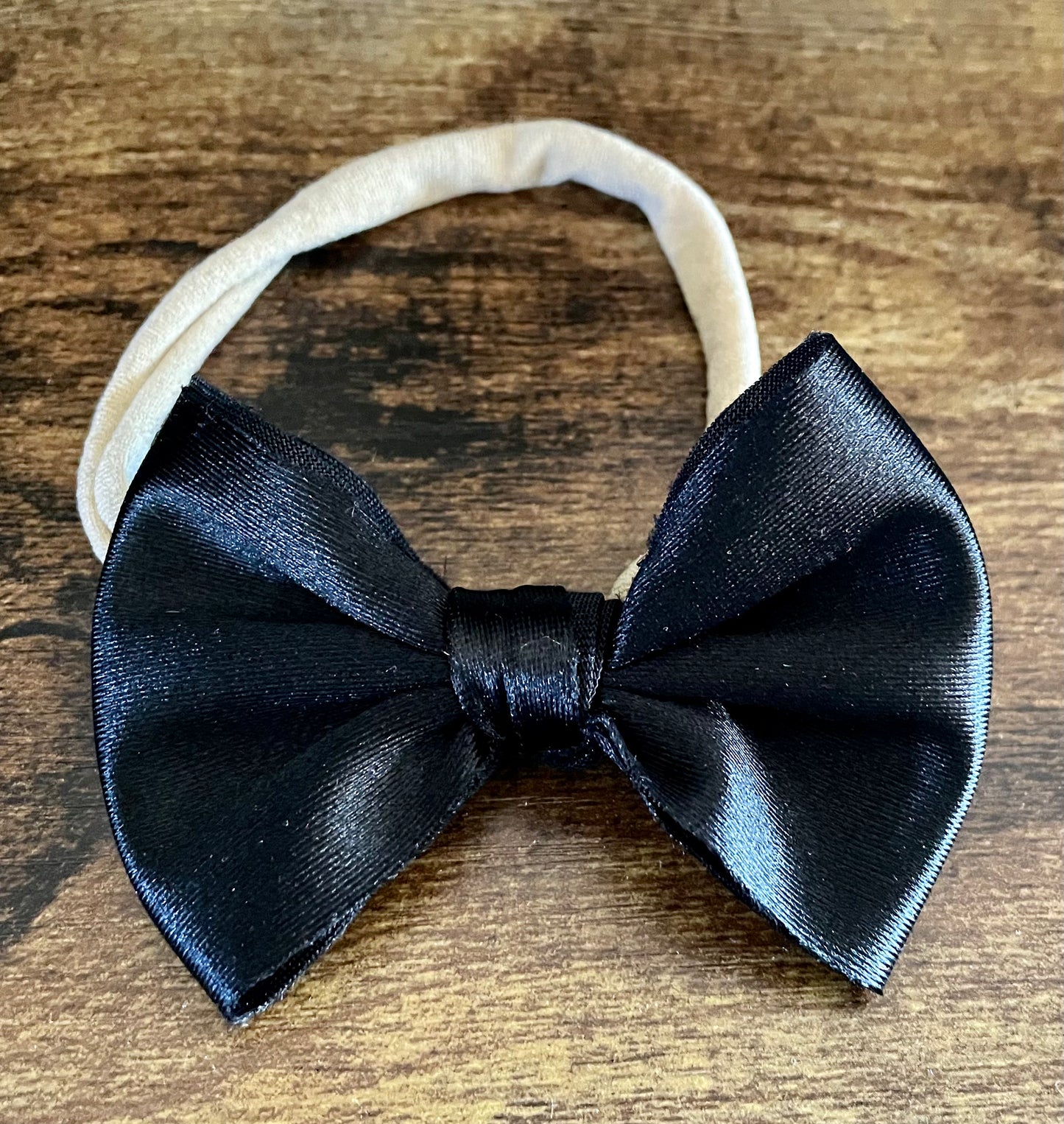 Black Satin Newborn Bow