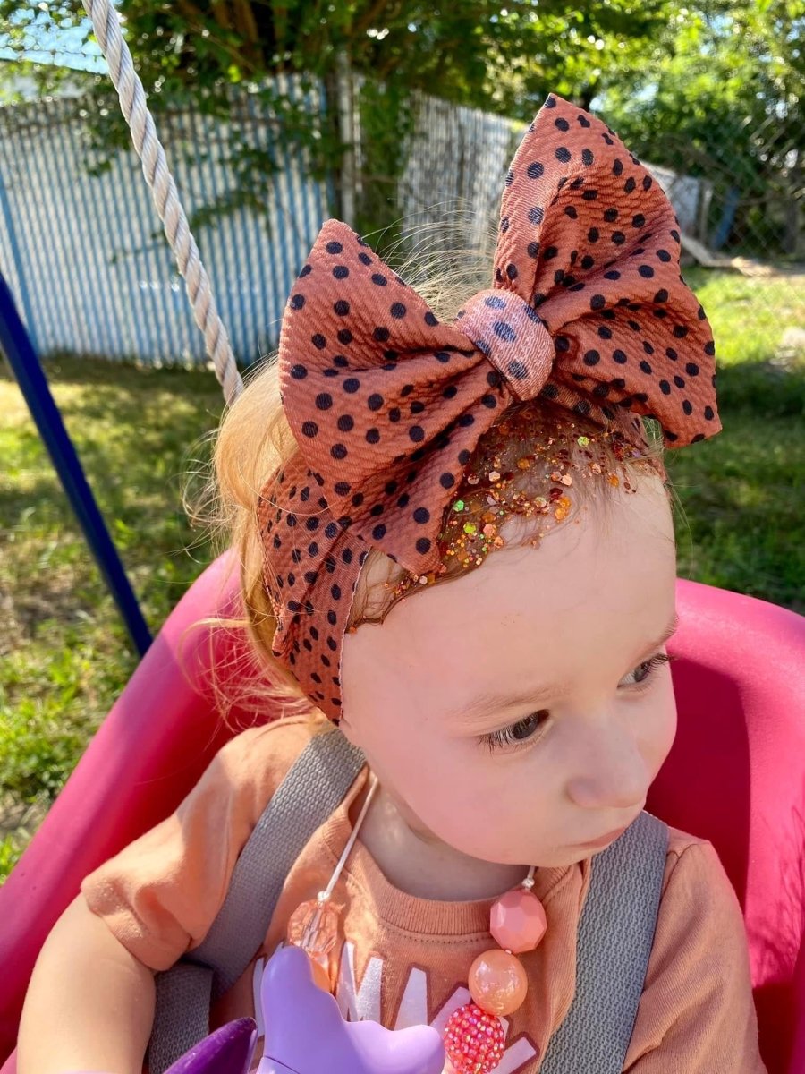 Mocha Dots Head Wrap - EmZo BowsHead wrap