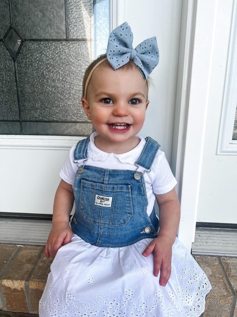Stone Blue Eyelet Bow - EmZo Bowsbow