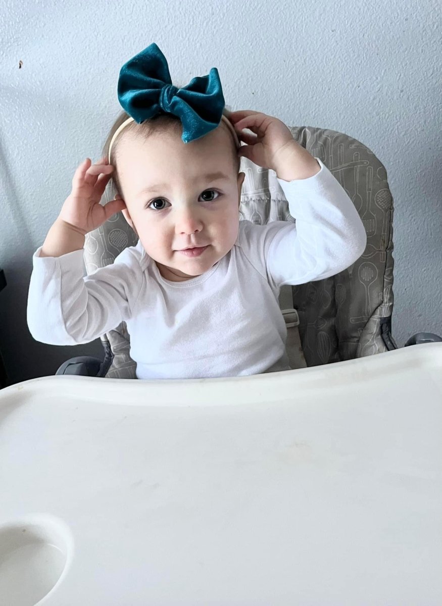 Teal Velvet Bow - EmZo Bowsbow