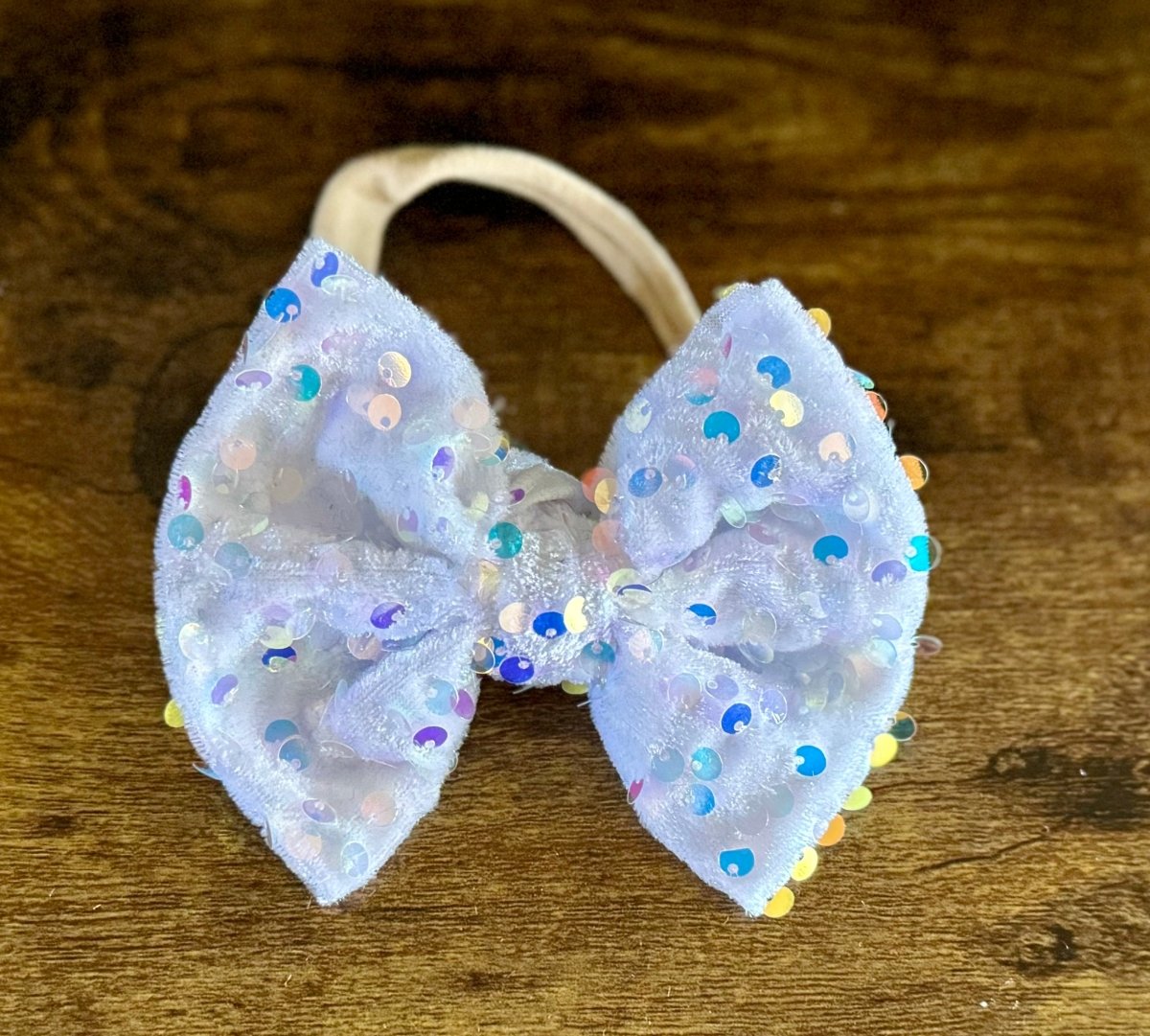 White Sequin Velvet Bow - EmZo Bowsbow