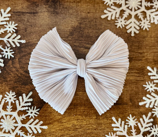 Pleated Silver Big Bow