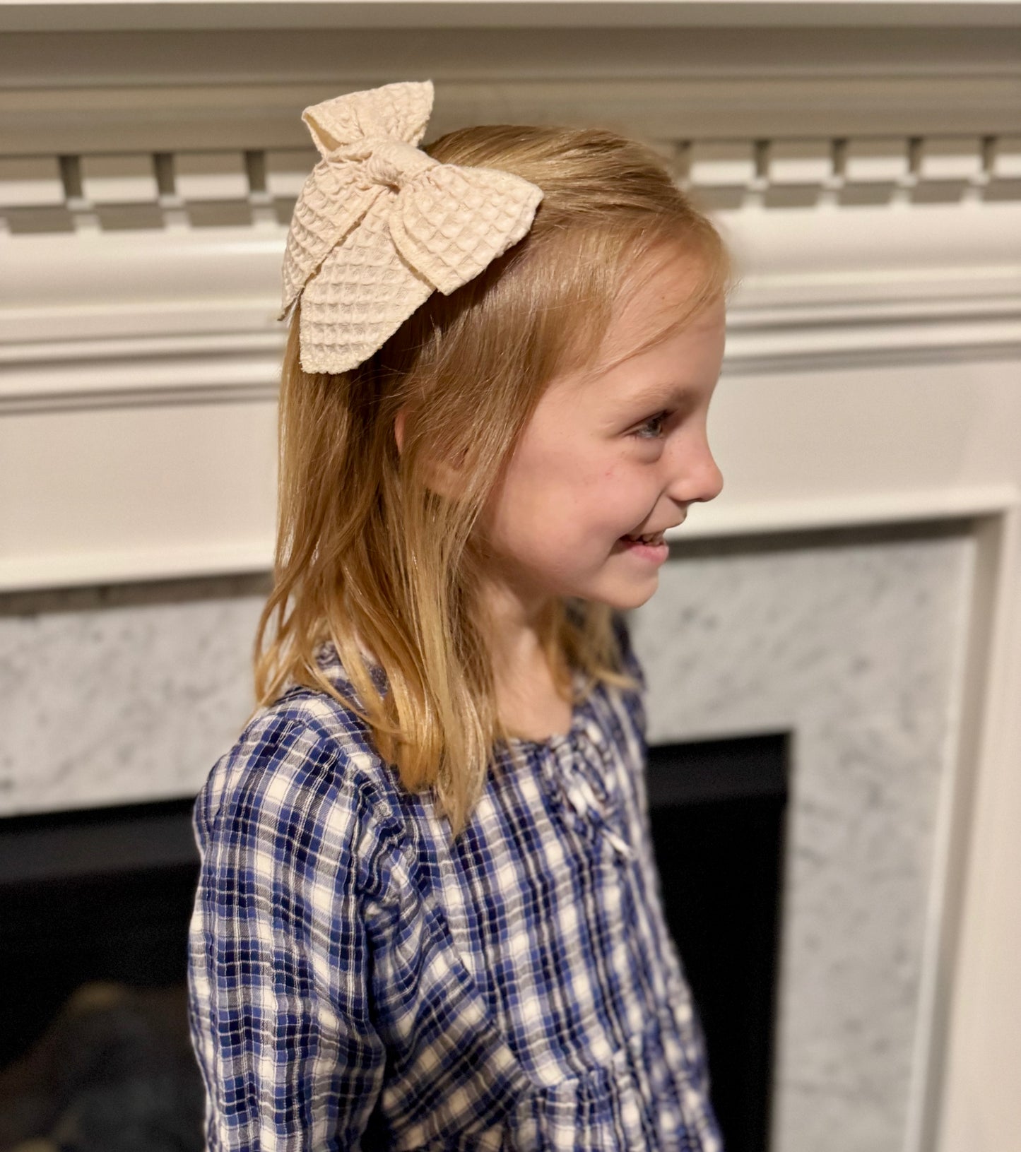 Cream Waffle Sailor Bow