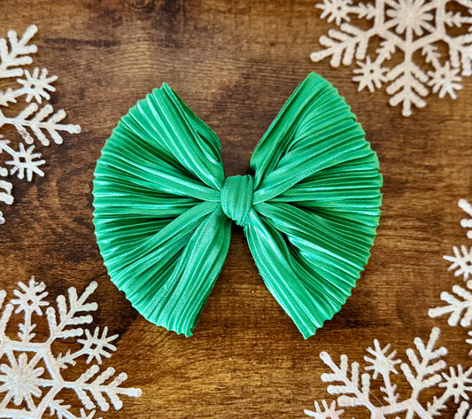 Pleated Green Big Bow
