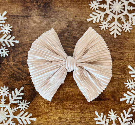 Pleated Cream Big Bow