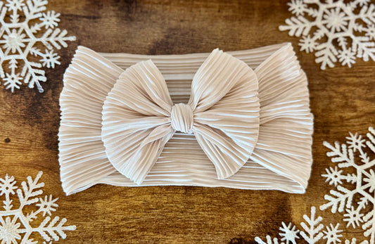 Pleated Cream Head Wrap