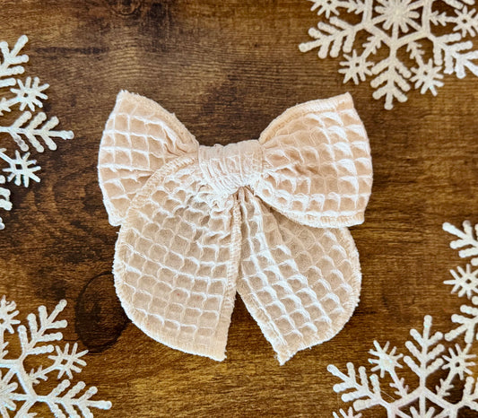 Cream Waffle Sailor Bow