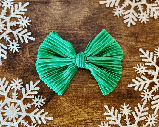 Pleated Green Bow