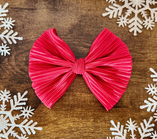 Pleated Red Big Bow