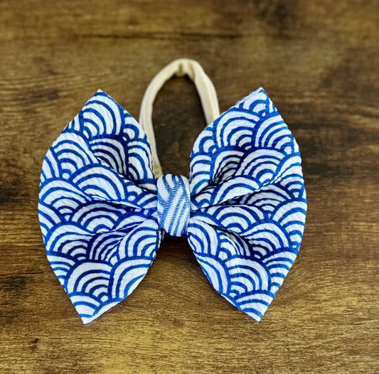 Blue Scallop Big Bow - EmZo BowsBig Bow