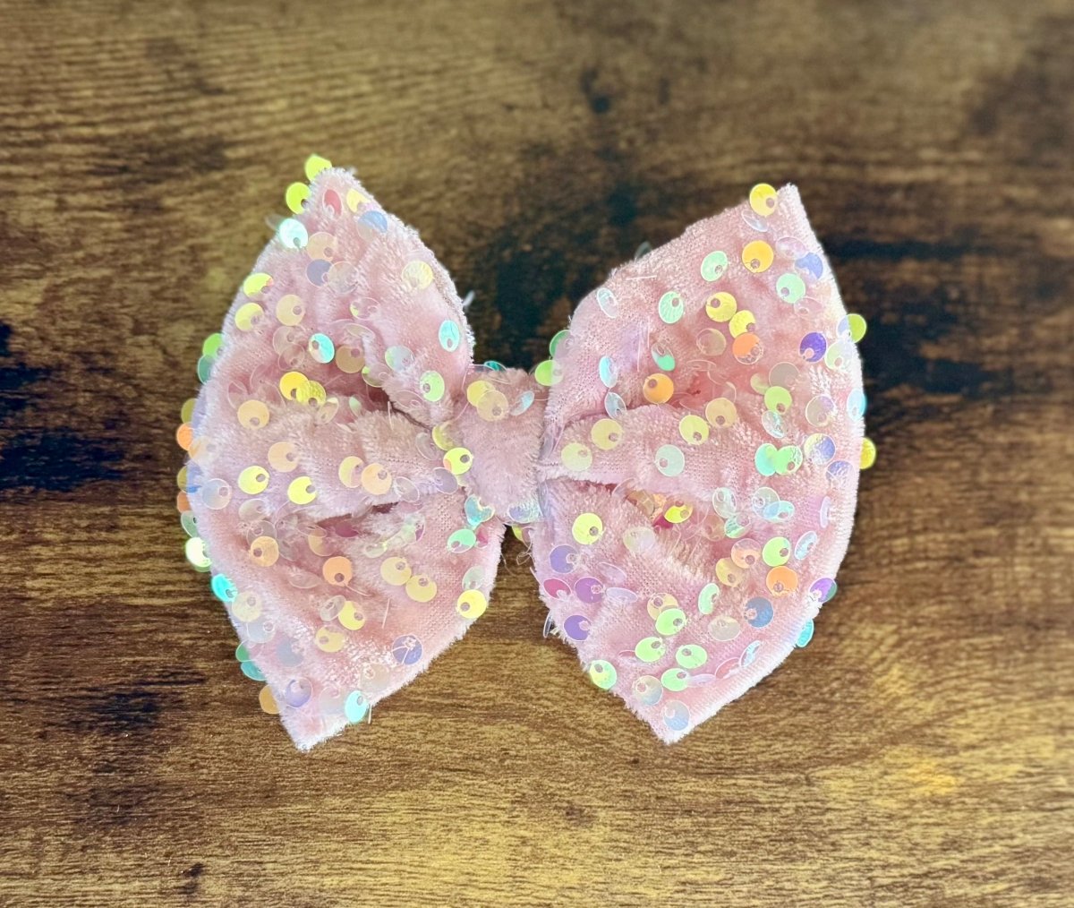 Blush Sequin Velvet Bow - EmZo Bowsbow