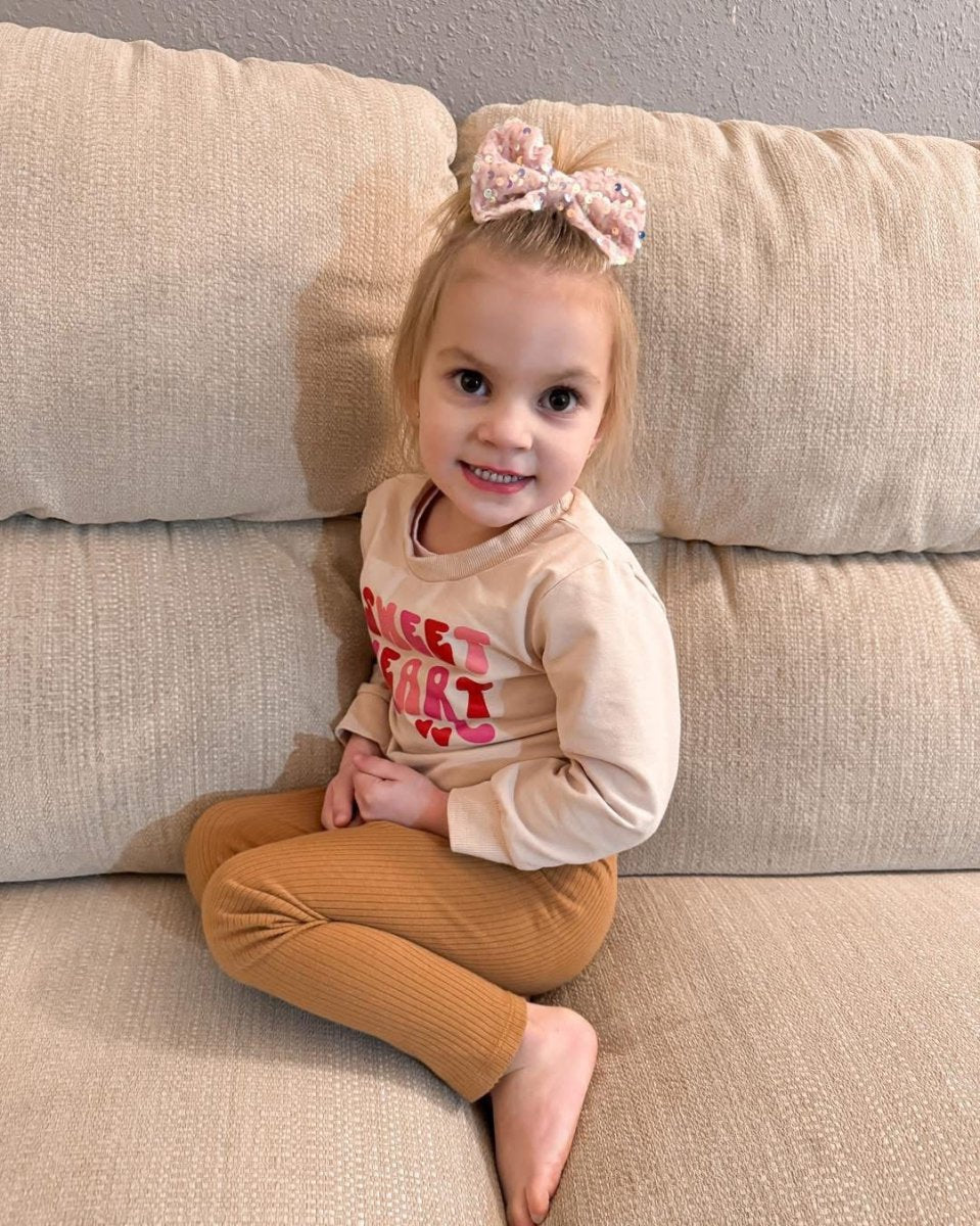 Blush Sequin Velvet Bow - EmZo Bowsbow