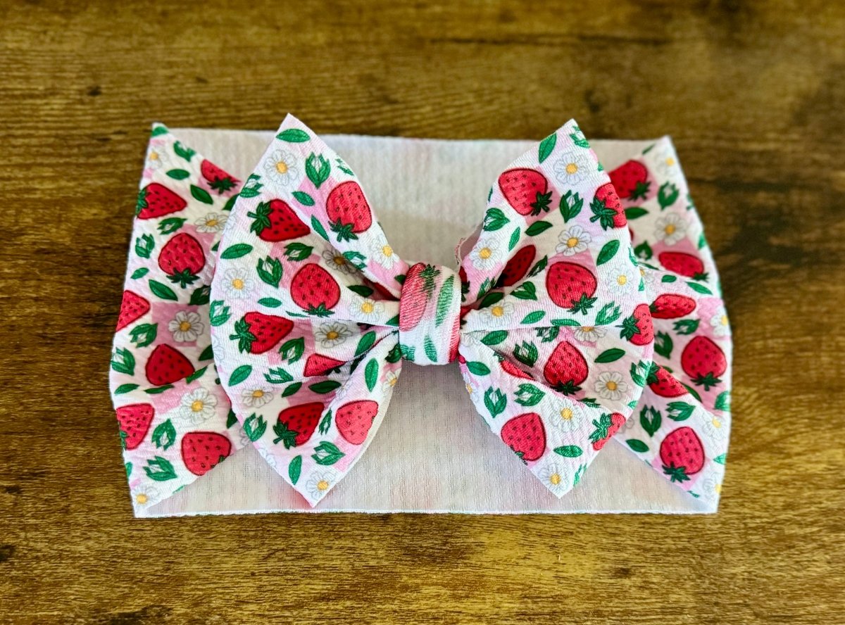 Checkered Strawberries Head Wrap - EmZo BowsHead wrap