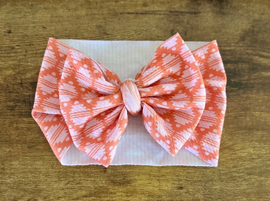 Coral Aztec Head Wrap - EmZo BowsHead wrap