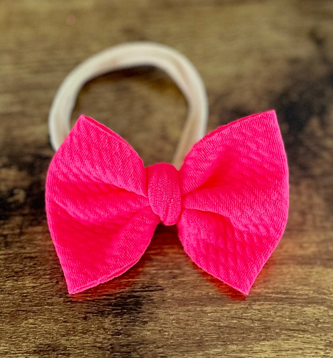 Neon Coral Newborn Bow