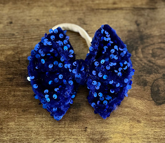 Blue Sequin Big Bow