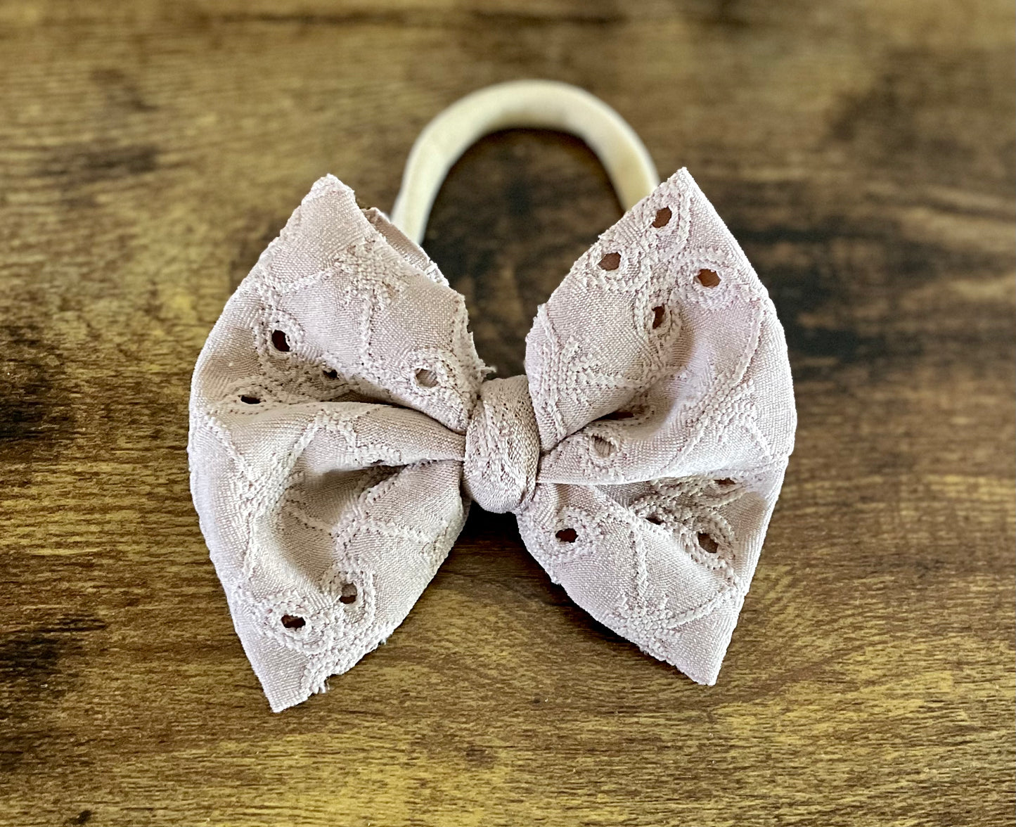Taupe Eyelet Bow
