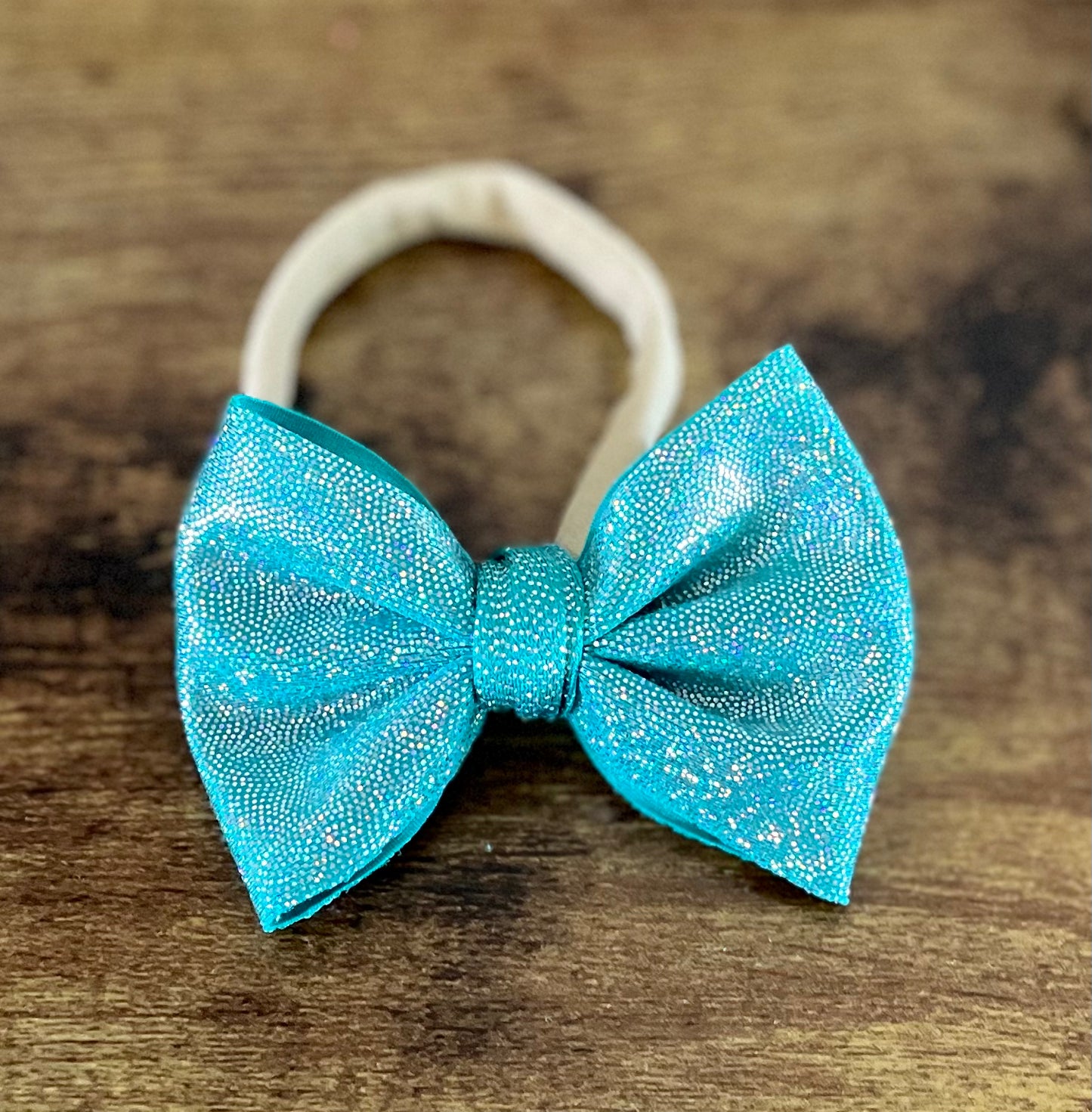 Turquoise Shimmer Newborn Bow