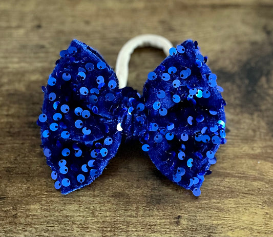 Blue Sequin Bow