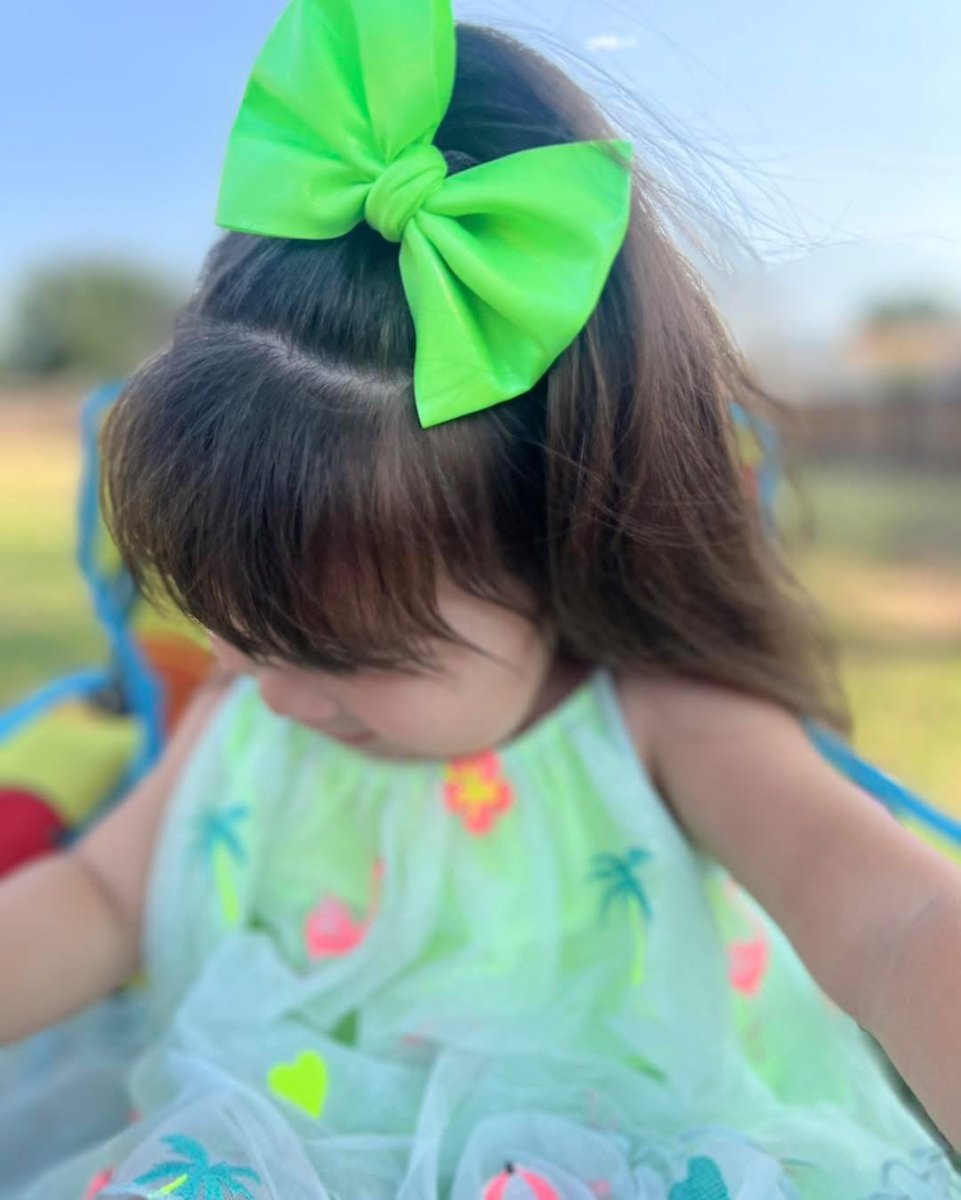 Neon Green Shimmer Bow - EmZo Bowsbow