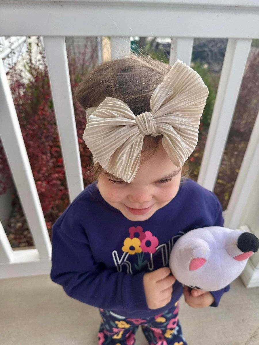 Pleated Cream Head Wrap - EmZo BowsHead wrap
