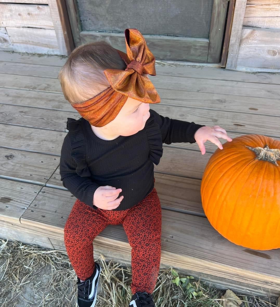 Pumpkin Shimmer Head Wrap - EmZo BowsHead wrap