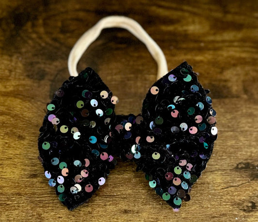 Black Sequin Velvet Bow - EmZo Bowsbow
