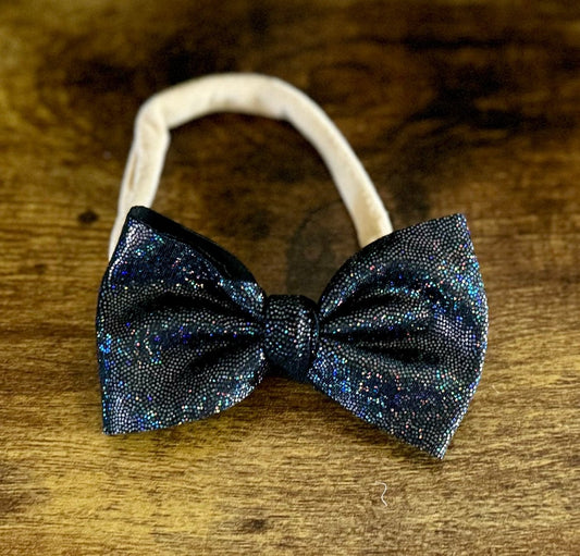 Black Shimmer Newborn Bow - EmZo Bowsnewborn bow