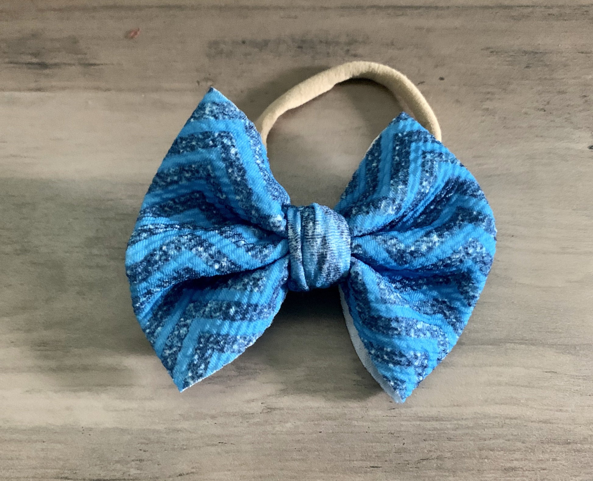 Blue Chevron Bow - EmZo Bows