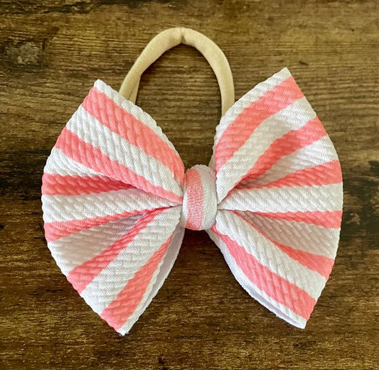 Coral Stripes Bow - EmZo Bowsbow