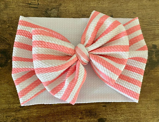 Coral Stripes Head Wrap - EmZo BowsHead wrap
