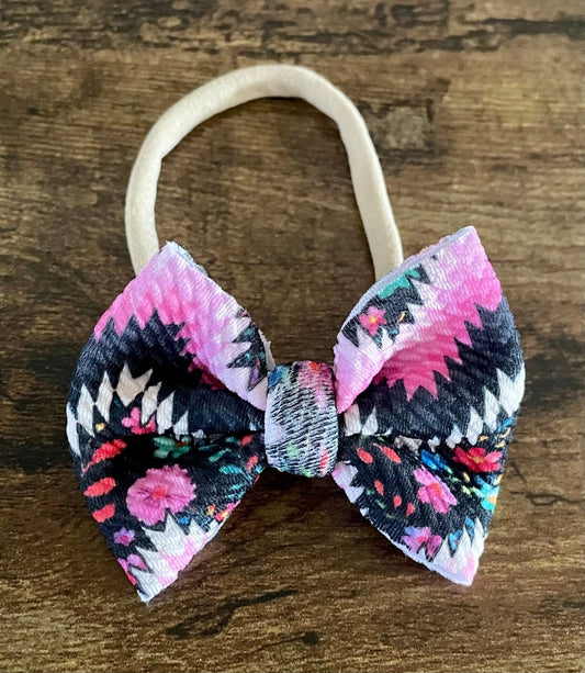 Floral Aztec Newborn Bow - EmZo Bowsnewborn bow