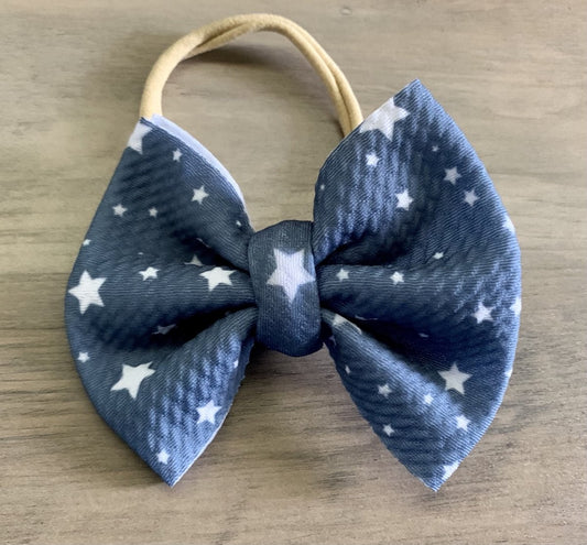 Grey & White Stars Bow - EmZo Bowsbow